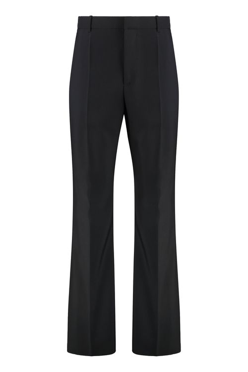 Wool Flared Trousers with Side Pockets