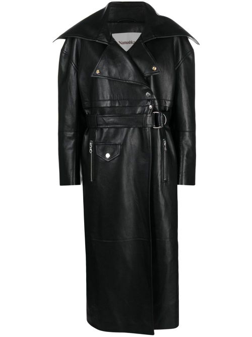 Marielle leather biker coat - Black