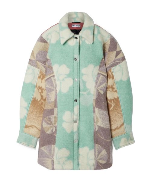 NET SUSTAIN oversized patchwork printed felt jacket
