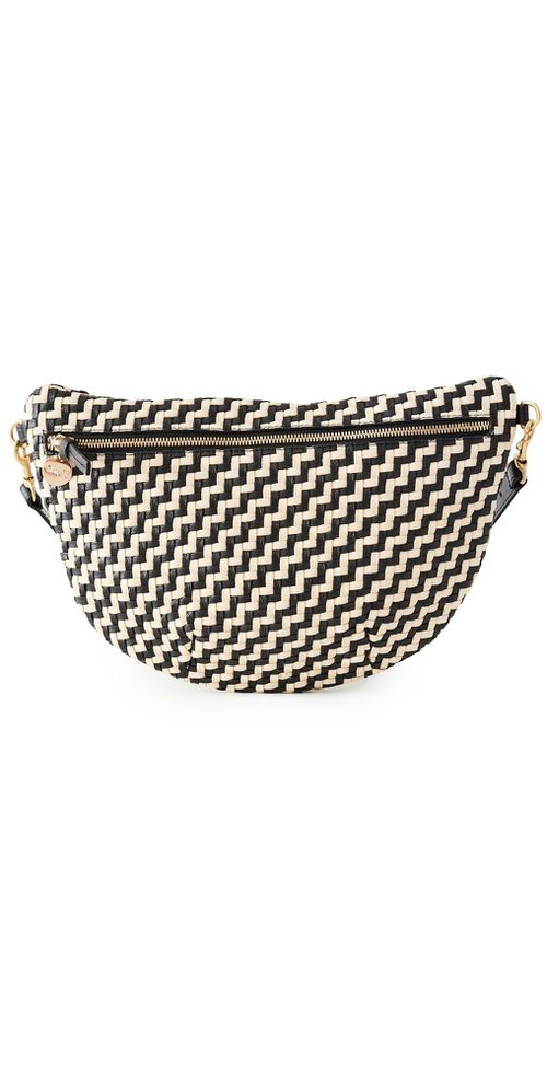 Grande Fanny Bag Black & Cream Woven Zig-Zag One Size