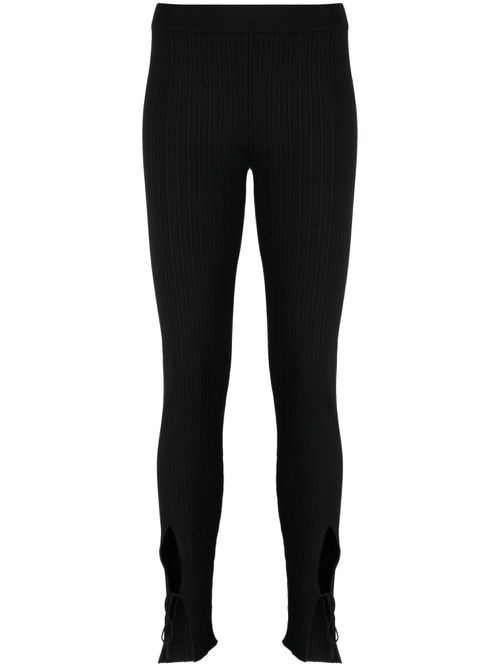 Pinstriped lace-up trousers - Black