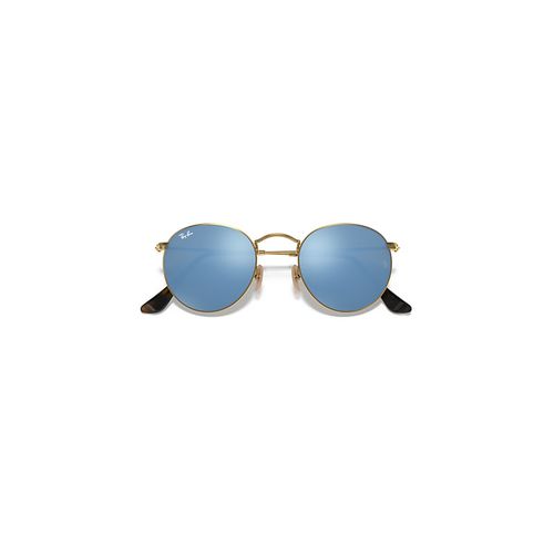 Ray-Ban Round Flat Lenses Sunglasses Arista Gold Frame Blue Lenses 50-21