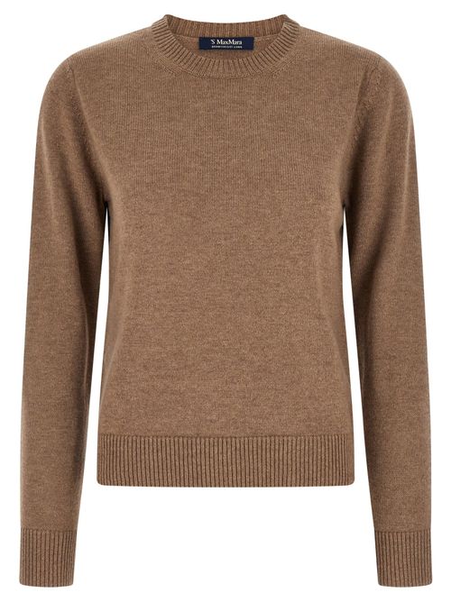Wool-Cashmere Crew Neck Sweater — Brown