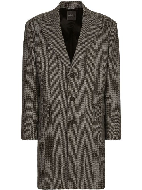 Tailored herringbone coat - Black
