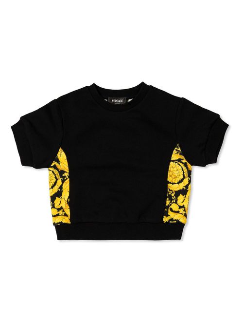 Barocco-print cotton T-shirt - Black