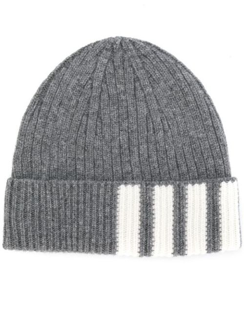 4-Bar stripe cashmere rib beanie