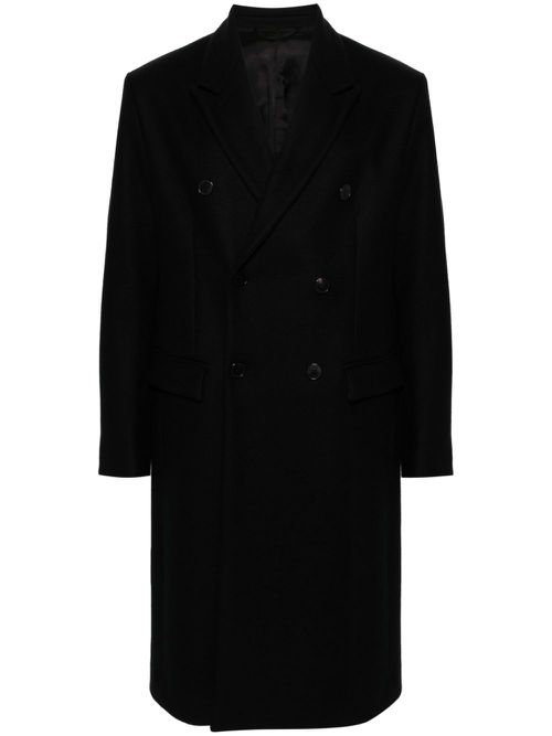 Double-breasted wool coat - Black