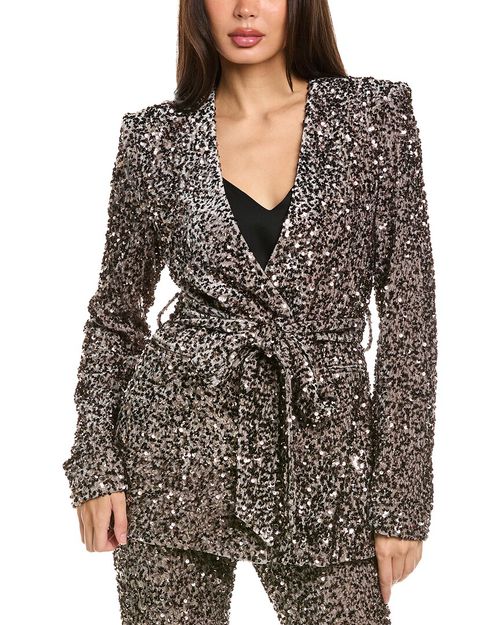 Badgley Mischka 여성 Velvet Sequin Blazer