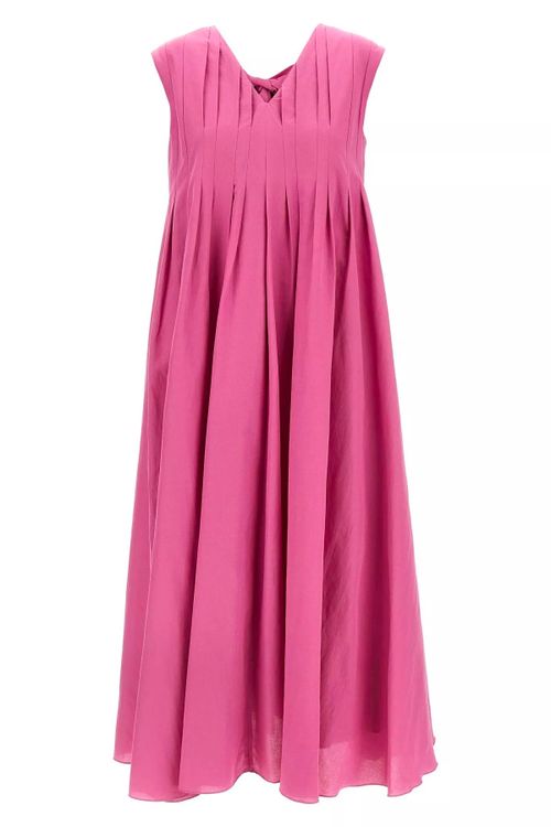 Long Sleeveless Dress in Cotton Canvas and Ramie - Size 40