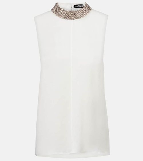 Sequined silk satin top