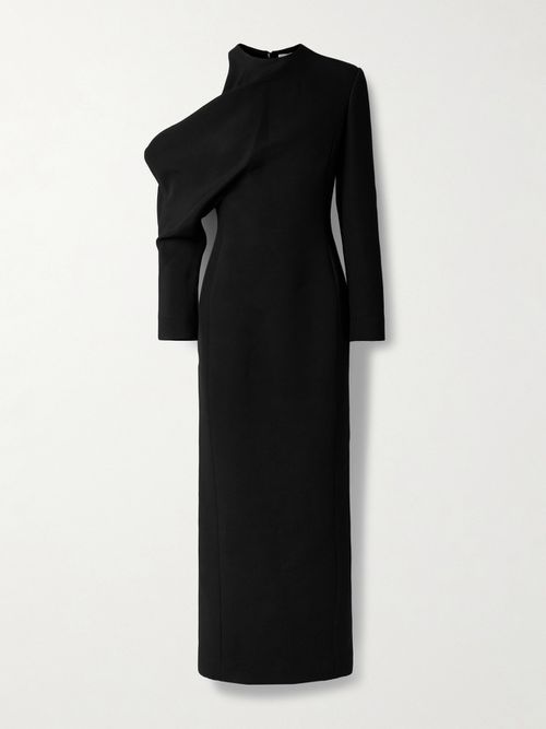 Trey Cold-shoulder Draped Cady Maxi Dress - Black