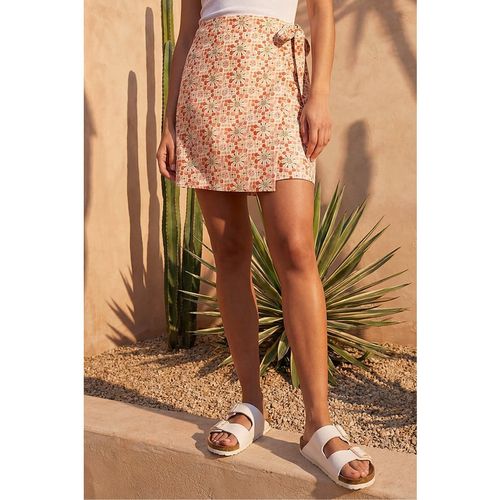 Dusk Womens Abstract Print Wrap Skirt - Orange
