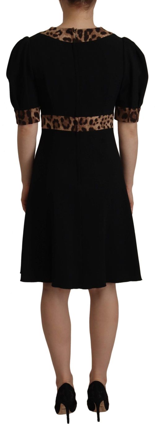 Leopard-Print A-Line Dress — Black