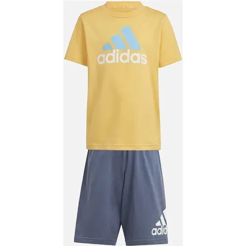 Adidas Childrens/Kids Essentials Logo T-Shirt & Shorts Set - Yellow Blue - Size: 5 years/4 years