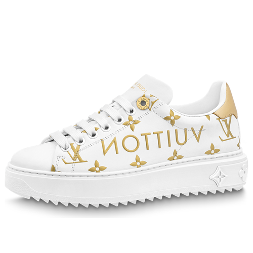 (WMNS) Time Out Sneakers 'White with Gold Monogram'