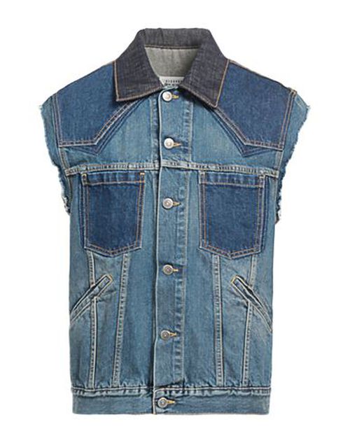 Man Denim outerwear Blue Size 36 Cotton