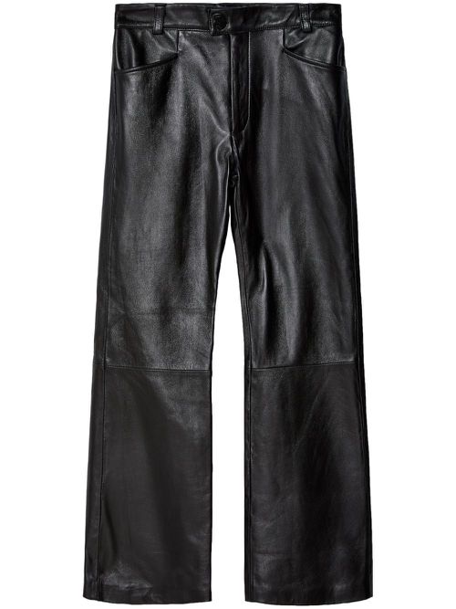 Leather flare-leg trousers - Black
