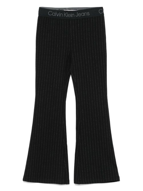 Pinstripe flared trousers - Black