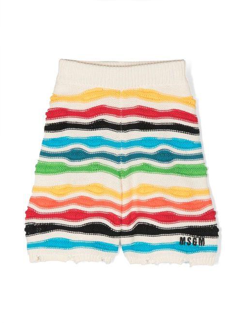 Multicolour distressed knitted shorts - Neutrals