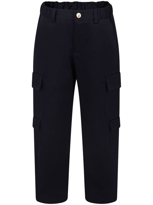 Straight-leg cotton cargo trousers - Blue