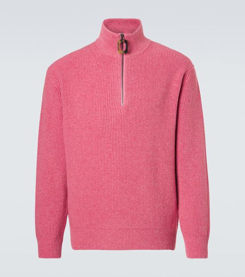 Wool and cotton half-zip sweater