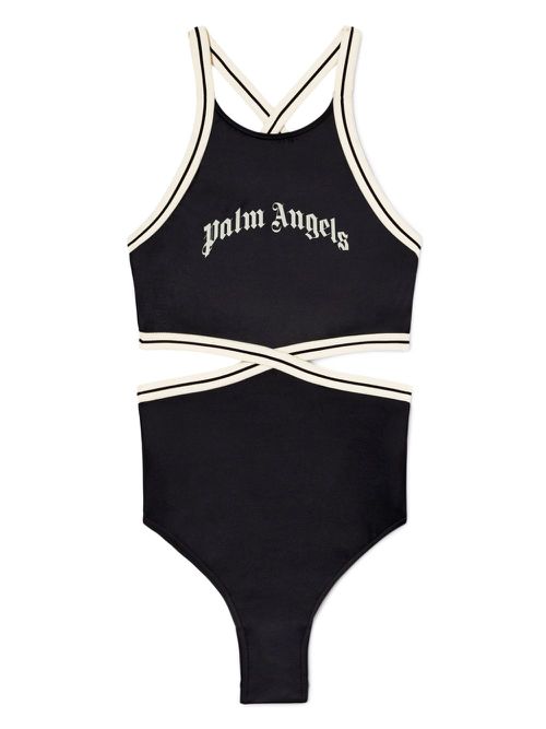 Curved-logo swimsuit - Black