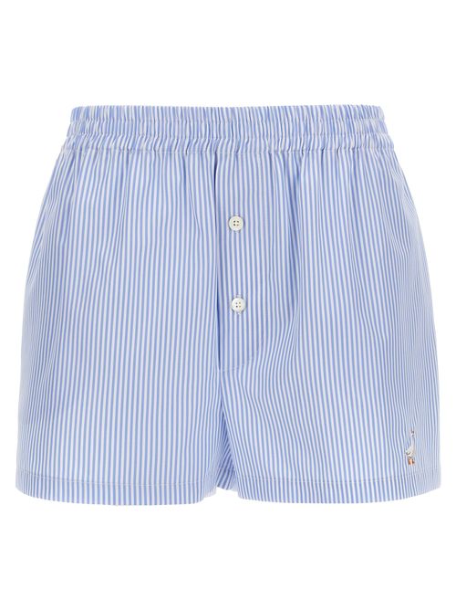 Striped Cotton Bermuda Shorts — Blue