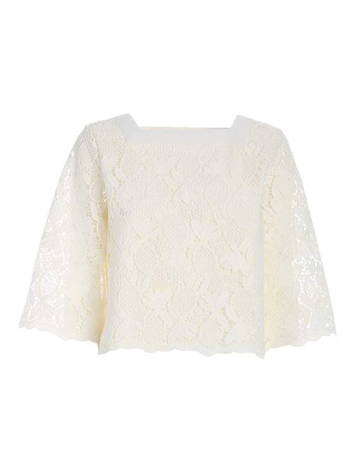 Lace blouse in ivory color