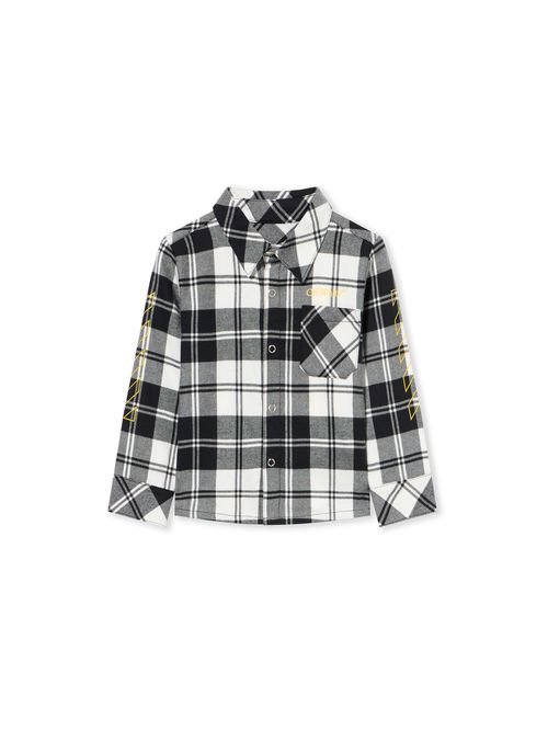 Diagonal Flannel Shirt - Kids Baby Black - Yellow 3
