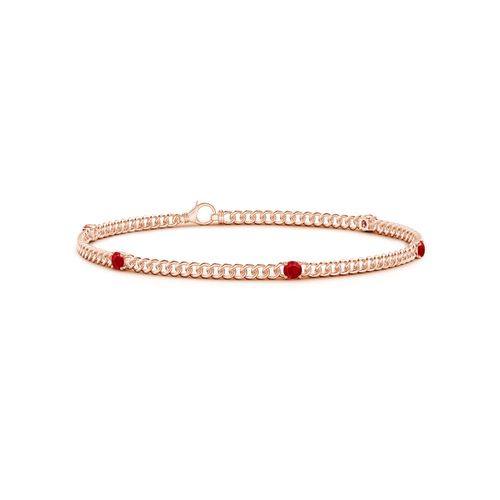 Angara 0.7 Carat Five Stone Ruby Station Bracelet in 14K Rose Gold