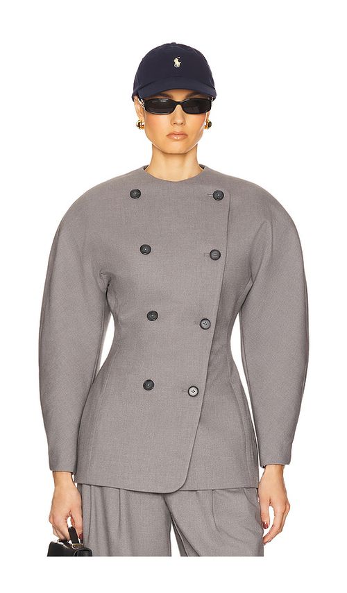 Helsa The Curvilinear Blazer in Charcoal - Charcoal. S also in