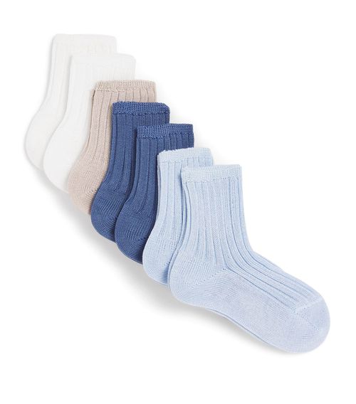 Set of 7 Cotton Ribbed Socks