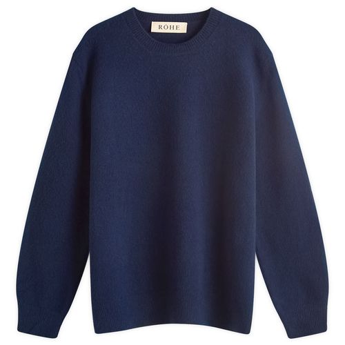 Men's Relaxed Boiled Wool Crew Neck Jumper in Marine Blue