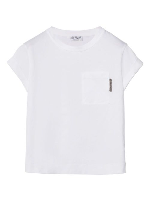 Monili-embellished cotton T-shirt - White