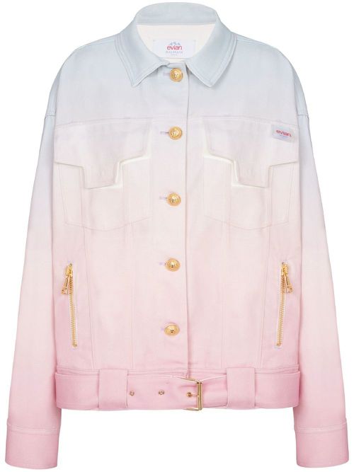 X Evian gradient-effect denim jacket - Pink