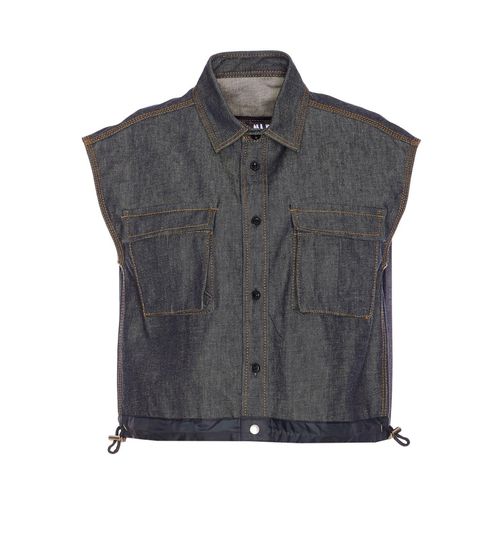 Collared Pleated Sleeveless Shirt