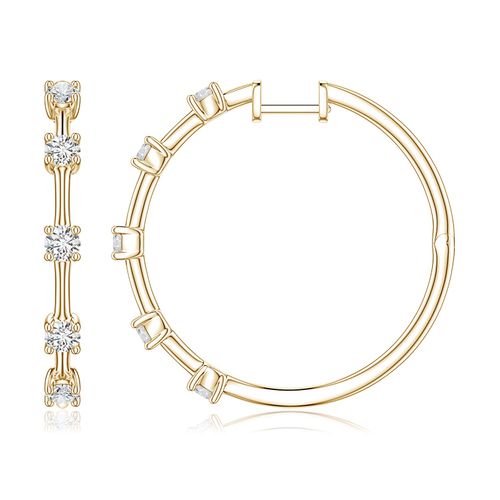 Angara 1.05 CTW Round Diamond Five-Stone Station Hoop Earrings in 18K Yellow Gold