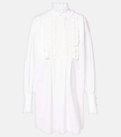 Ruffled cotton, linen, and silk minidress