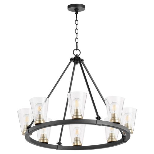 Paxton 8-Light Chandelier in Textured Black w with Aged Bra