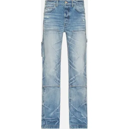 Men's Amiri Straight Fit Carpenter Faded Indigo Blue Jeans - Size: 32/31