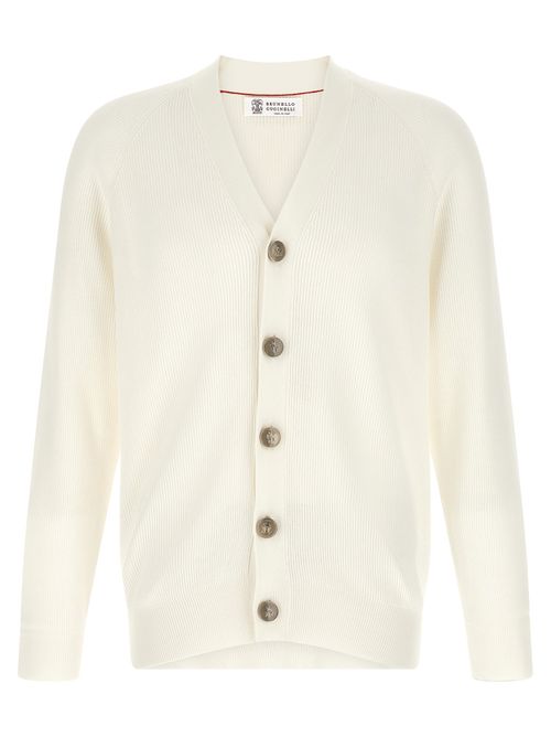 Cotton Ribbed Cardigan — White