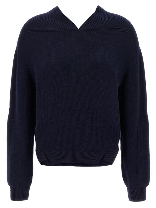 V-Neck Yoke Detail Sweaters And Cardigans Blue