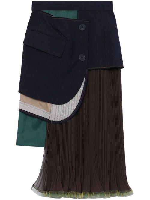 Layered asymmetric midi skirt - Blue