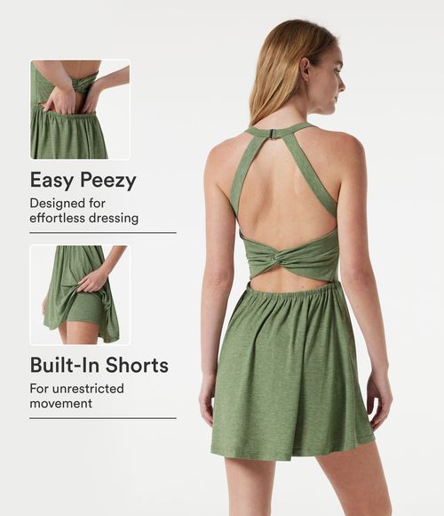 U Neck Built-in Bra 2-in-1 Flowy Mini Casual Dress with Pockets-Easy Peezy Edition Casual Dress - Light Green Floral Yarn