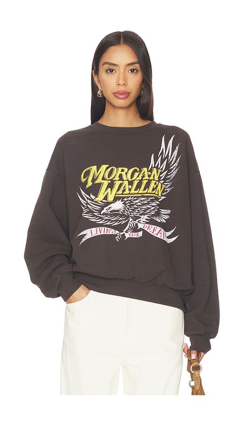 DAYDREAMER Morgan Wallen Classic Eagle Oversized Crew Sweatshirt in Brown. L/XL. Also in