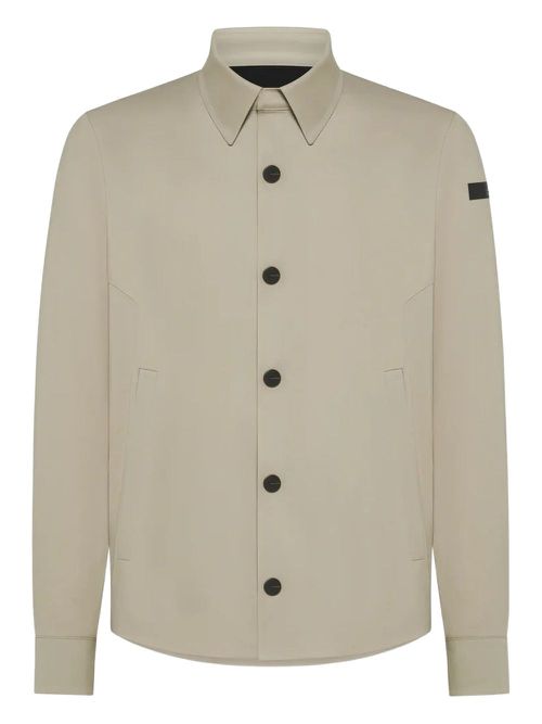 Logo-patch shirt jacket - Neutrals