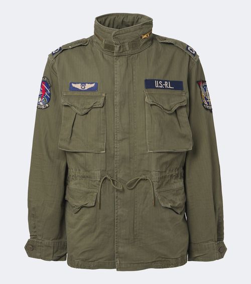 Iconic patch-appliqué cotton field jacket