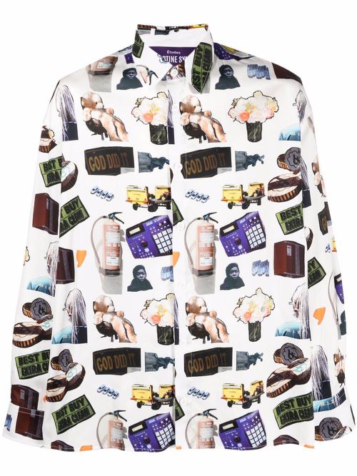 Illusion all over print shirt - White