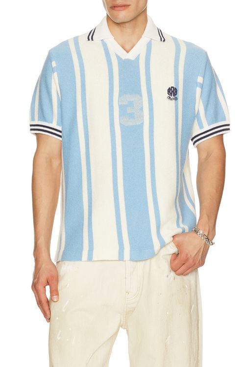 Rice nine ten Knitted Soccer Shirt in Light Blue - Baby Blue,White. 2 also