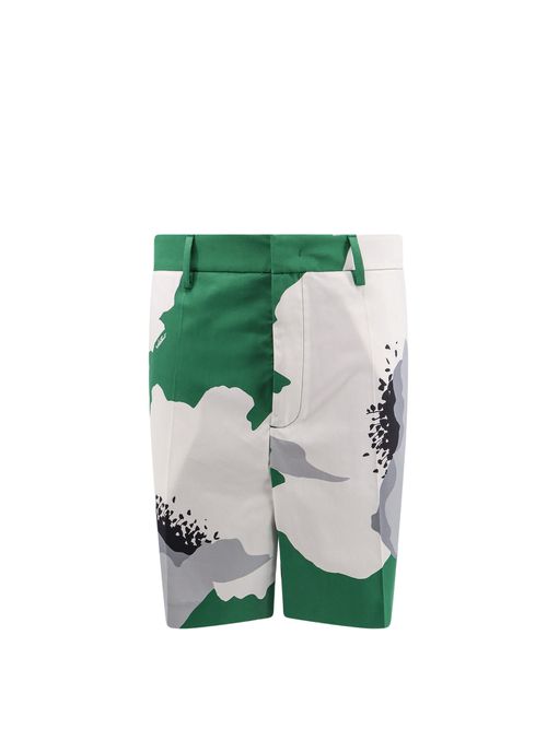 -Bermuda in cotone con stampa Valentino Flower Portrait-Uomo